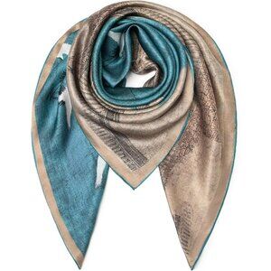 Mulberry Silk Blue-13 Scarf 43 Inch Large Square Shawl Womens Oversized Headband